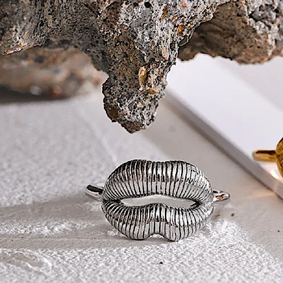 Stainless Steel Lip Resizable Ring Hip Hop Trendy - Picture 9 of 10